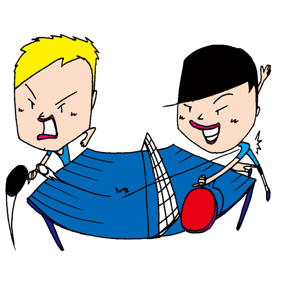 【無料イラスト素材】卓球のシングル全力試合【熱い真剣勝負】