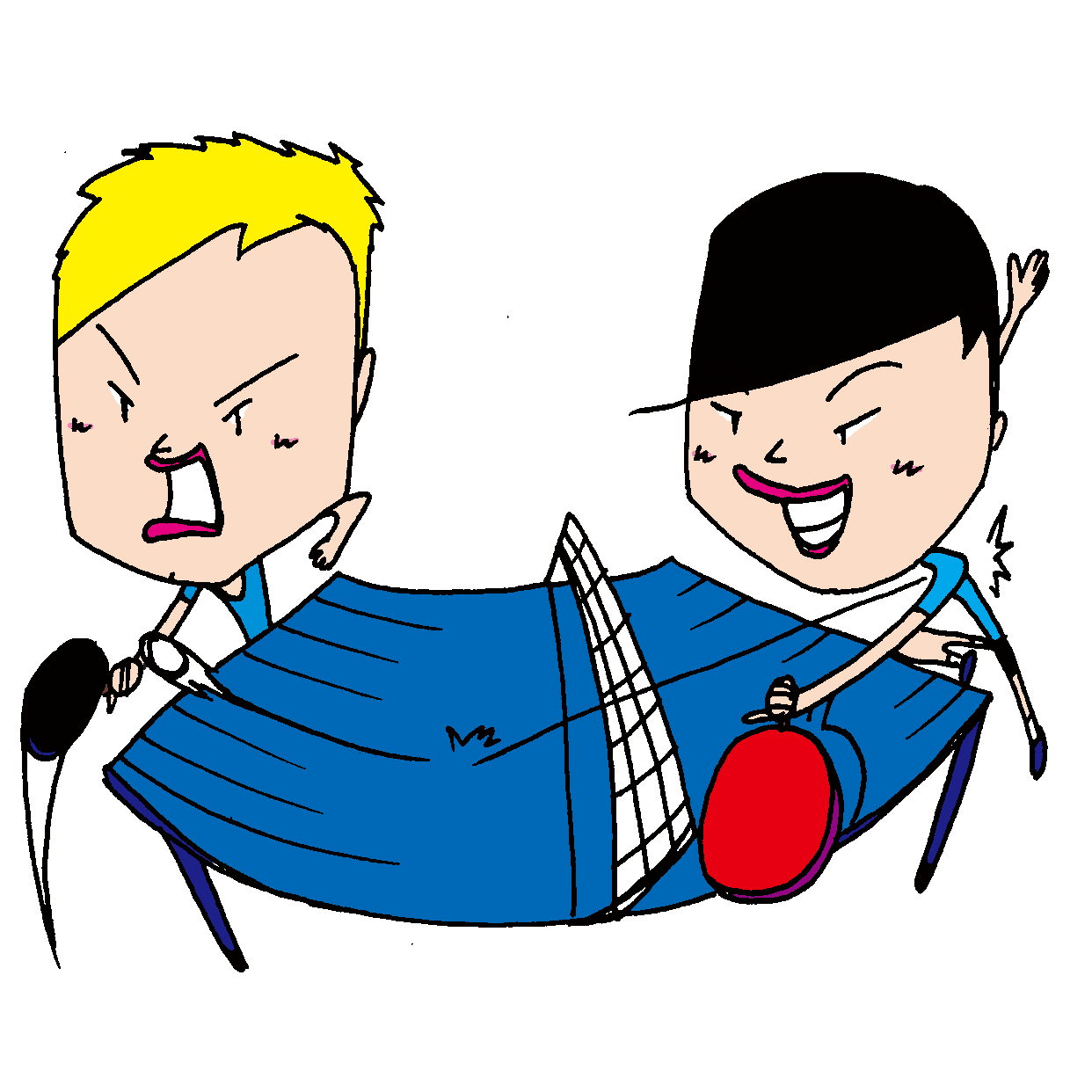 【無料イラスト素材】卓球のシングル全力試合【熱い真剣勝負】
