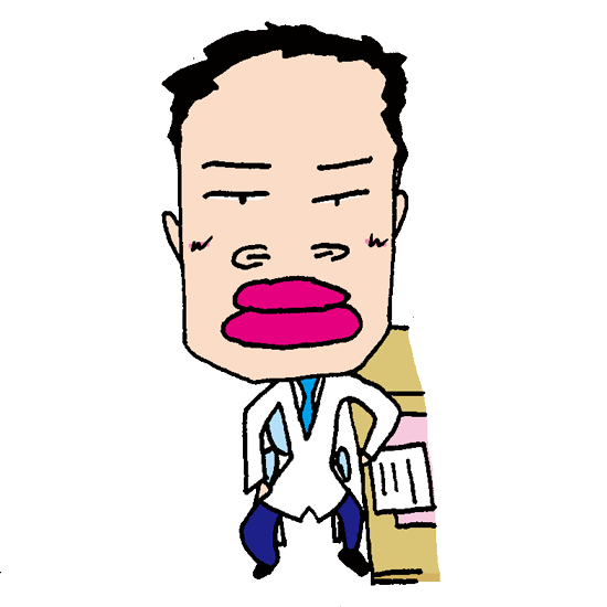 【無料イラスト素材】少し口下手なお医者さん【イスに座って診療するおじさんお医者さん】