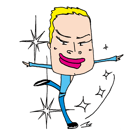 【無料イラスト素材】フィギュアスケート&ドヤ顔なおじさん白銀の王子【男性スポーツ選手】