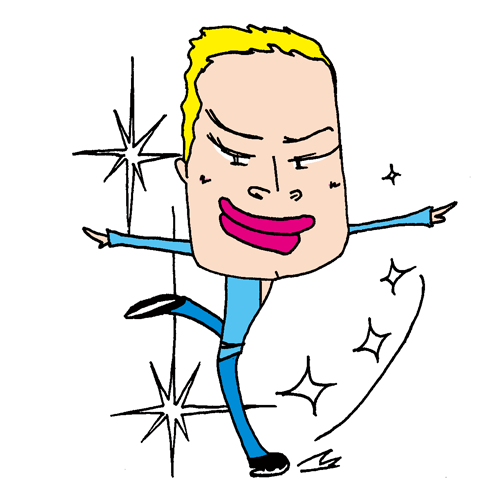 【無料イラスト素材】フィギュアスケート&ドヤ顔なおじさん白銀の王子【男性スポーツ選手】
