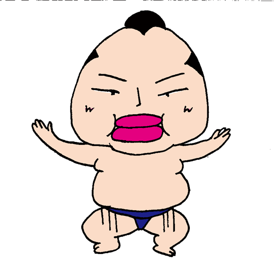 【無料イラスト素材】相撲取りの勝負＆試合の前のポーズ【ポーズ塵を切る＆蹲踞（そんきょ）の姿勢】