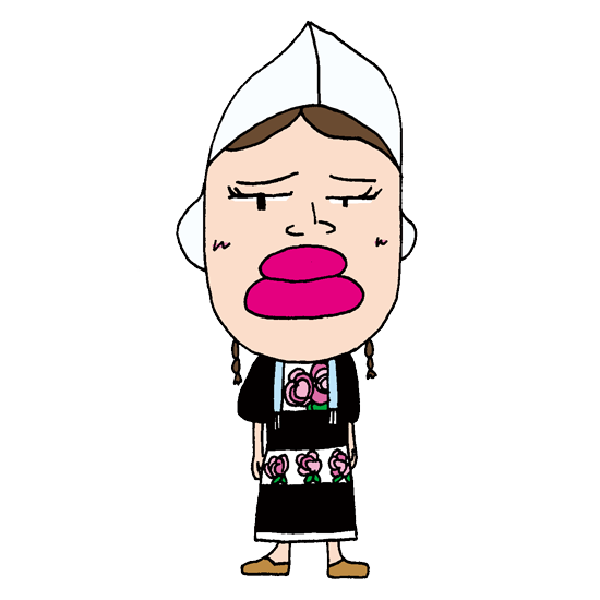 【無料イラスト素材】少しかわいいオランダの民族衣装の女の子【ヨーロッパの伝統服】