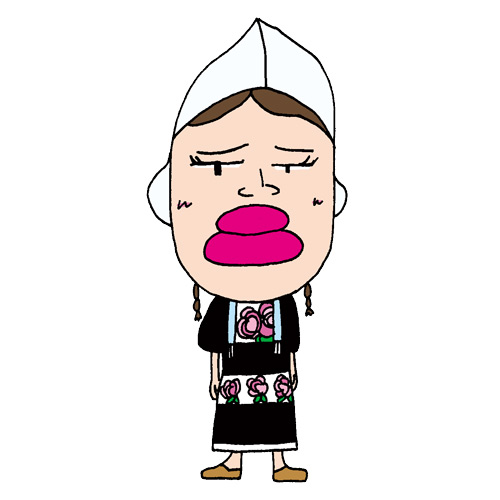 【無料イラスト素材】少しかわいいオランダの民族衣装の女の子【ヨーロッパの伝統服】