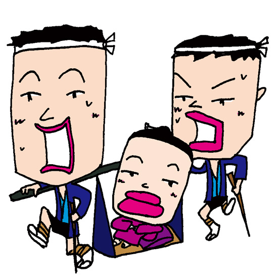 【無料イラスト素材】江戸時代のタクシー・籠を頑張って運ぶ職人