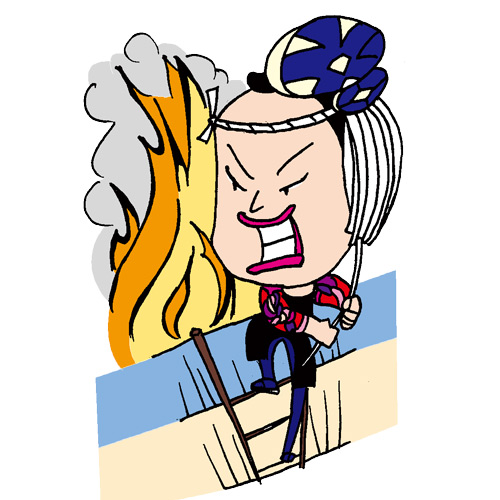 【無料イラスト素材】江戸時代の消防士・町火消し職人【壊して消火】