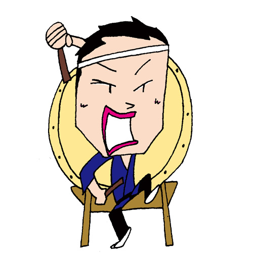 【無料イラスト素材】太鼓をたたく男性【日本の伝統音楽】