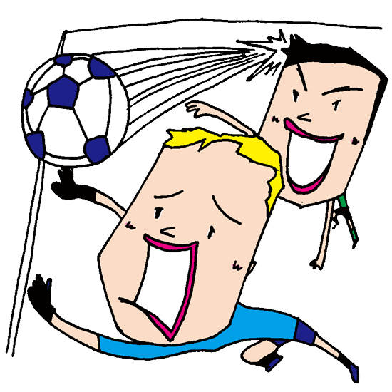 【無料イラスト素材】ヘディングゴールを決めるサッカー選手