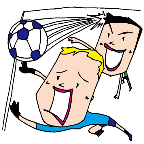 【無料イラスト素材】ヘディングゴールを決めるサッカー選手
