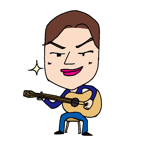【無料イラスト素材】イケメンギタリストのドヤ顔【アコースティックギター】