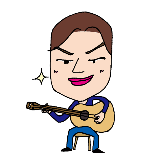 【無料イラスト素材】イケメンギタリストのドヤ顔【アコースティックギター】