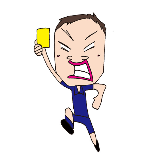 【無料イラスト素材】イエローカードを出すレフェリー【審判】