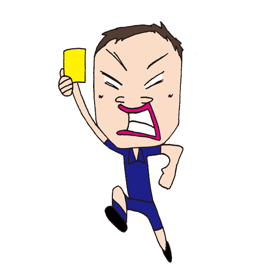 【無料イラスト素材】イエローカードを出すレフェリー【審判】