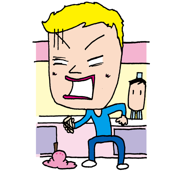 【無料イラスト素材】アイスクリームを落して悲しむ男性