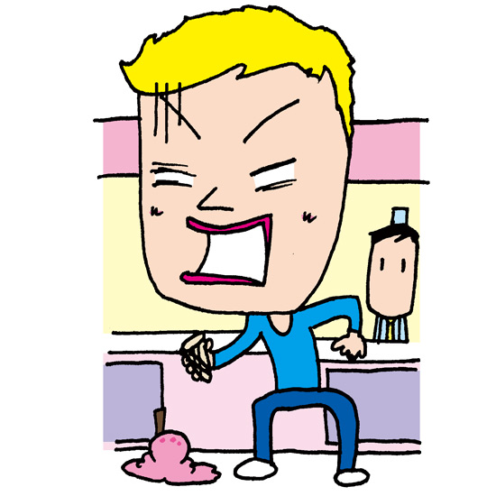 【無料イラスト素材】アイスクリームを落して悲しむ男性