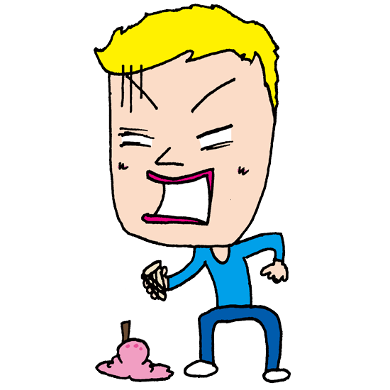 【無料イラスト素材】アイスクリームを落して悲しむ男性