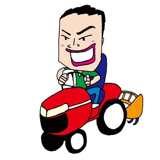 無料イラスト素材!畑で耕運機を運転するおじさん