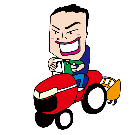 無料イラスト素材!畑で耕運機を運転するおじさん