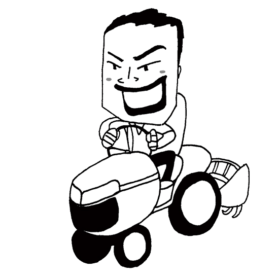 無料イラスト素材!畑で耕運機を運転するおじさん