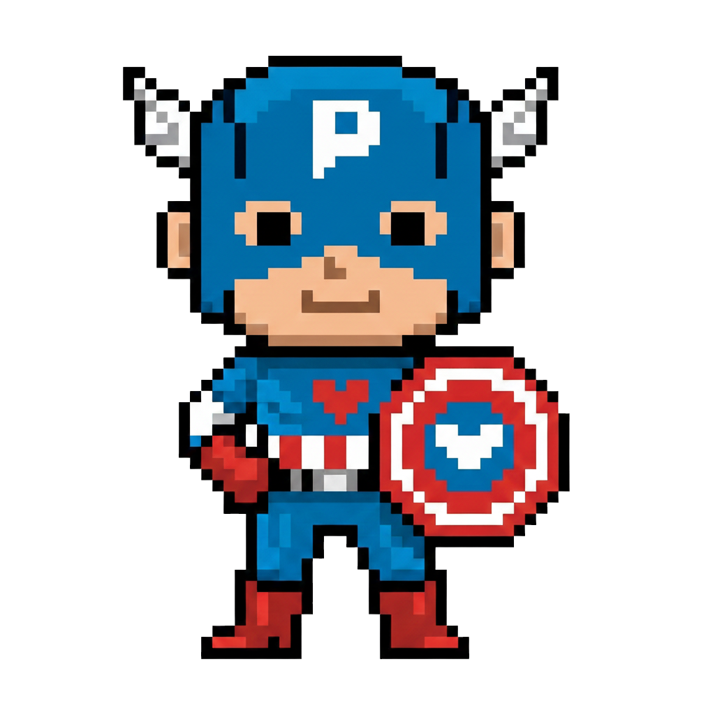 アメコミのヒーロのキャプテンアメリカ風キャラの無料画像素材