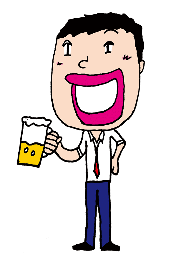 ビールの一気飲み&男性ビジネスマンとお酒