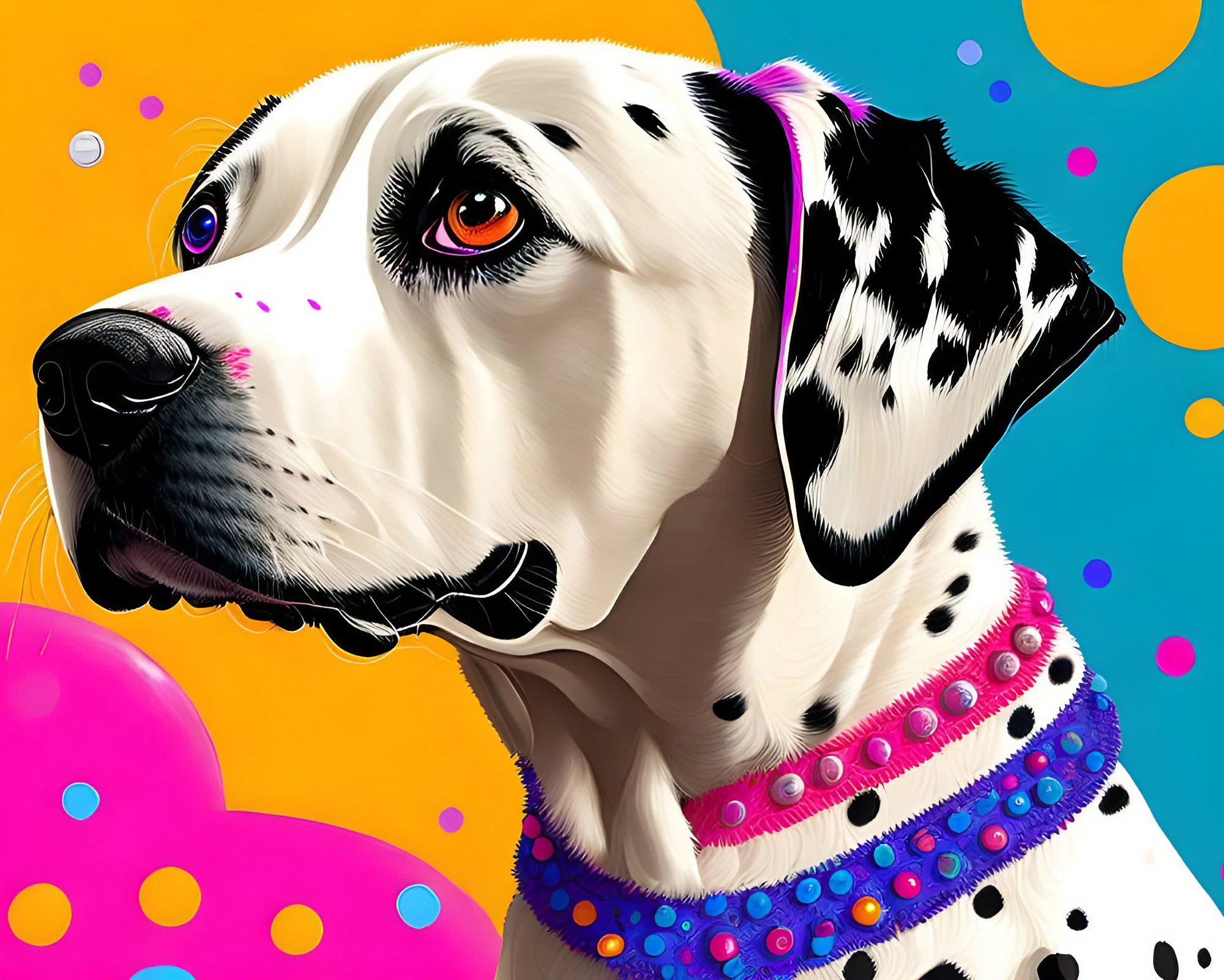 ポップなアートとかわいい犬のダルメシアンの無料壁紙画像素材