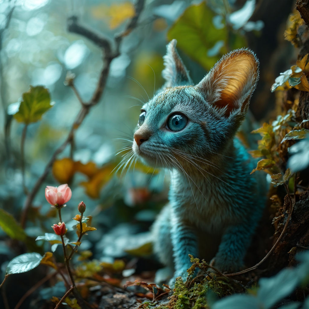 子猫のようなファンタジー世界のかわいい聖なる妖精のような動物の無料画像