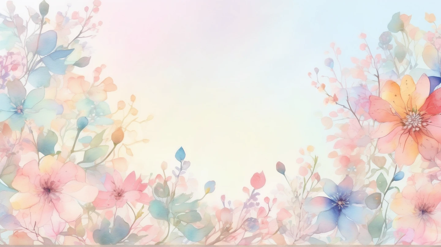 綺麗で美しくかわいい花の淡い水彩画の背景サムネイル画像_01