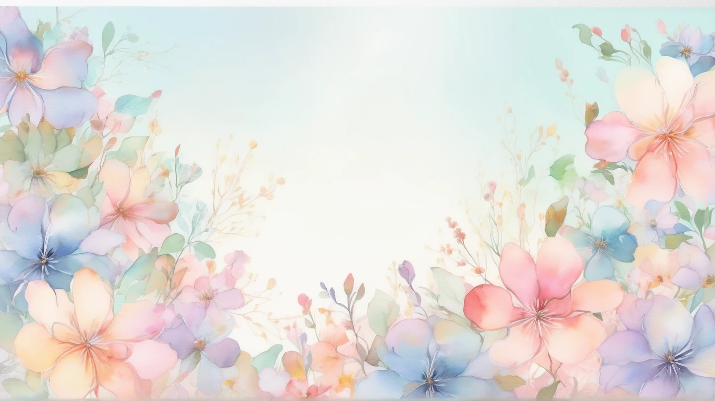 綺麗で美しくかわいい花の淡い水彩画の背景サムネイル画像_03