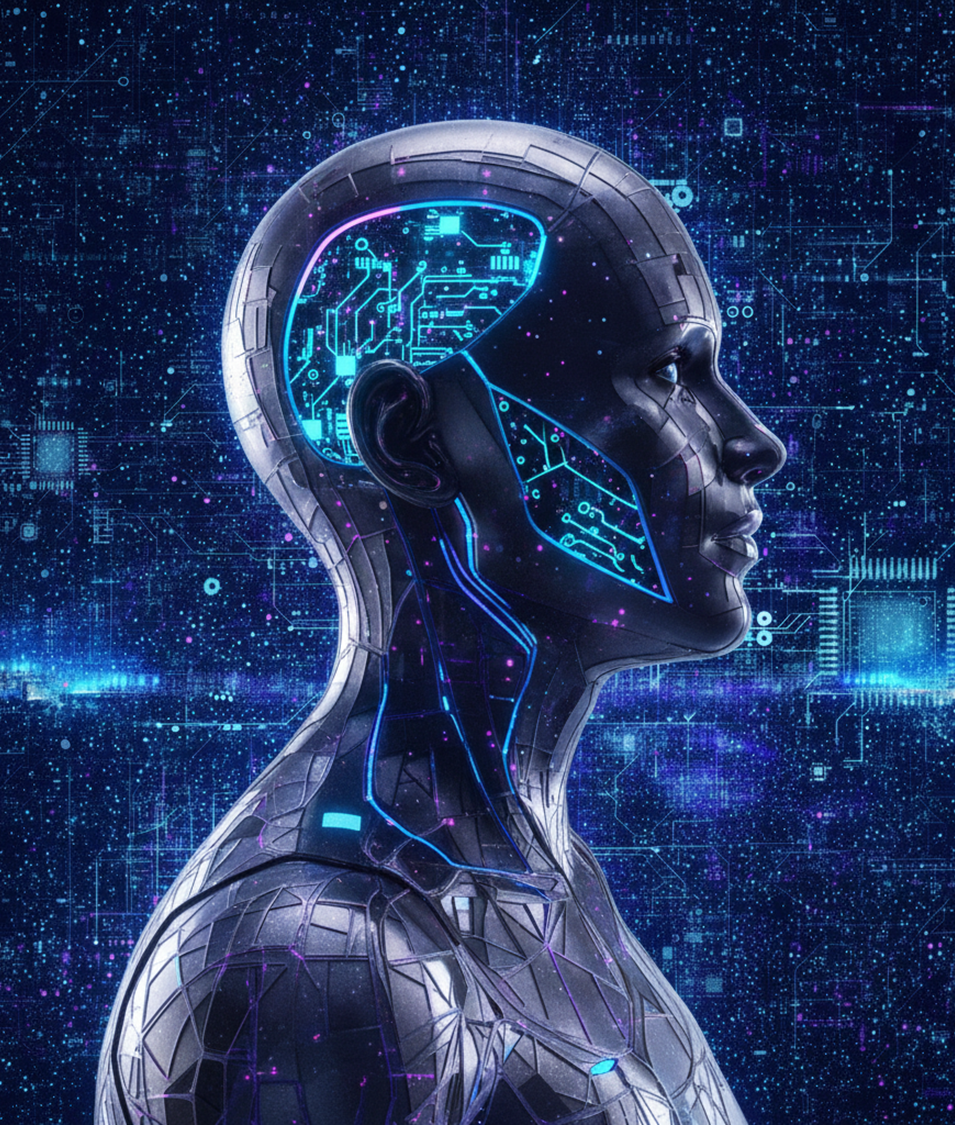 AI人工知能のロボットSFデジタル回路の無料イラスト背景画像素材_05