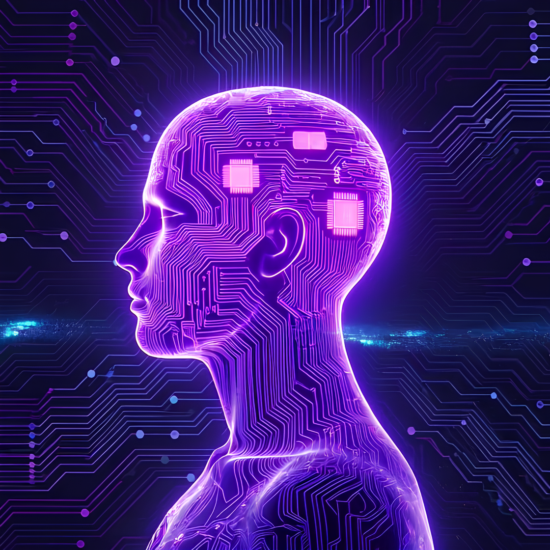 AI人工知能のロボットSFデジタル回路の無料イラスト背景画像素材_02