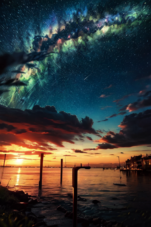 美しいオーロラと夕日の癒しのスマホ壁紙画像素材02