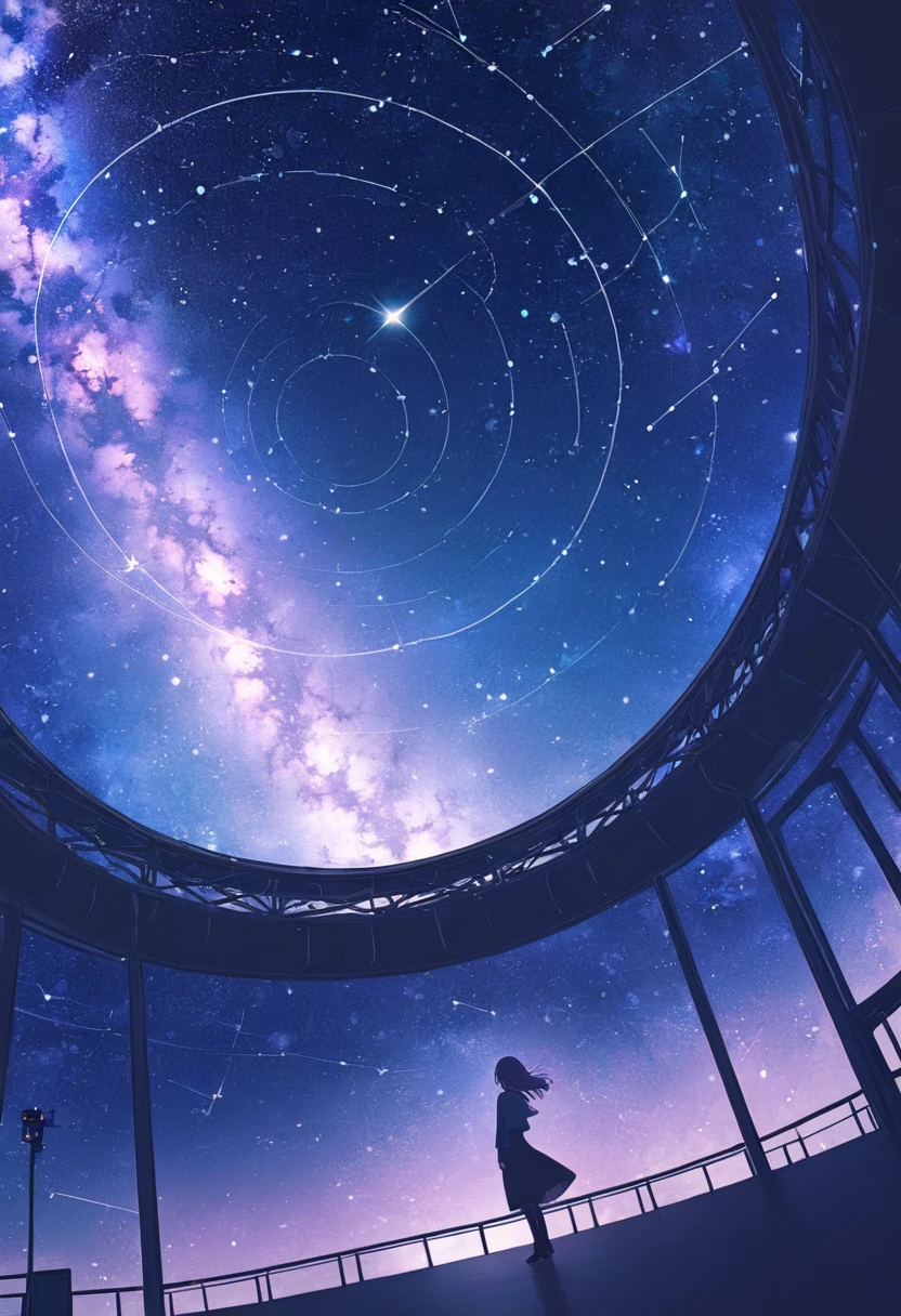 美しくかっこいいオーロラと星空の天体観測所の幻想的なスマホ壁紙