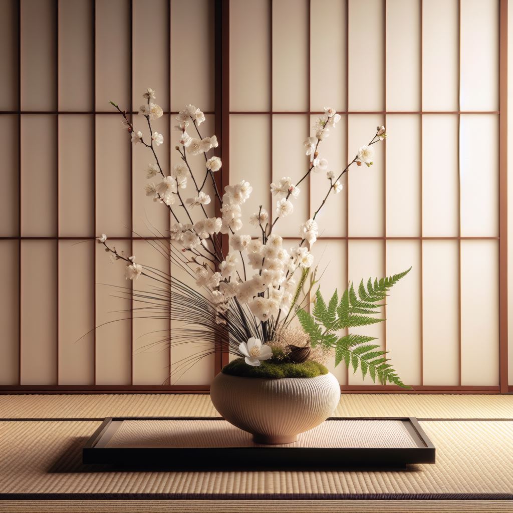 美しく癒される生け花と和室のスマートウォッチ用壁紙画像