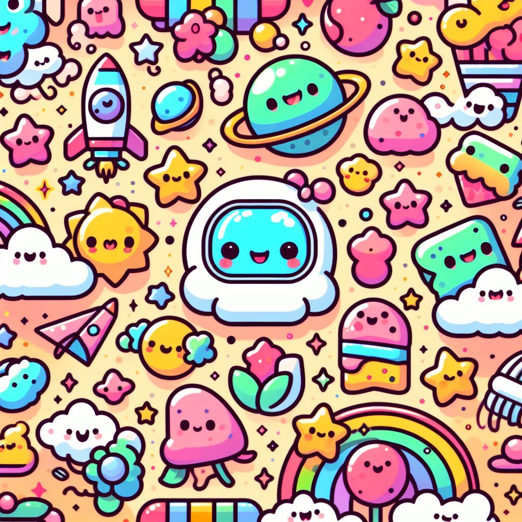 かわいいポップで宇宙なフリーイラストのキャラクターのアイコン壁紙