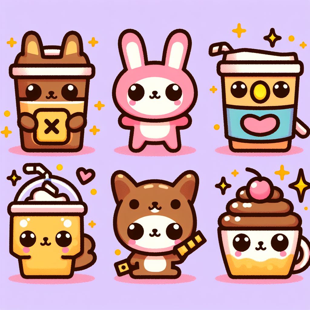 かわいいカラフルなキャラクターアイコン&ミニキャラクターのフリーイラスト