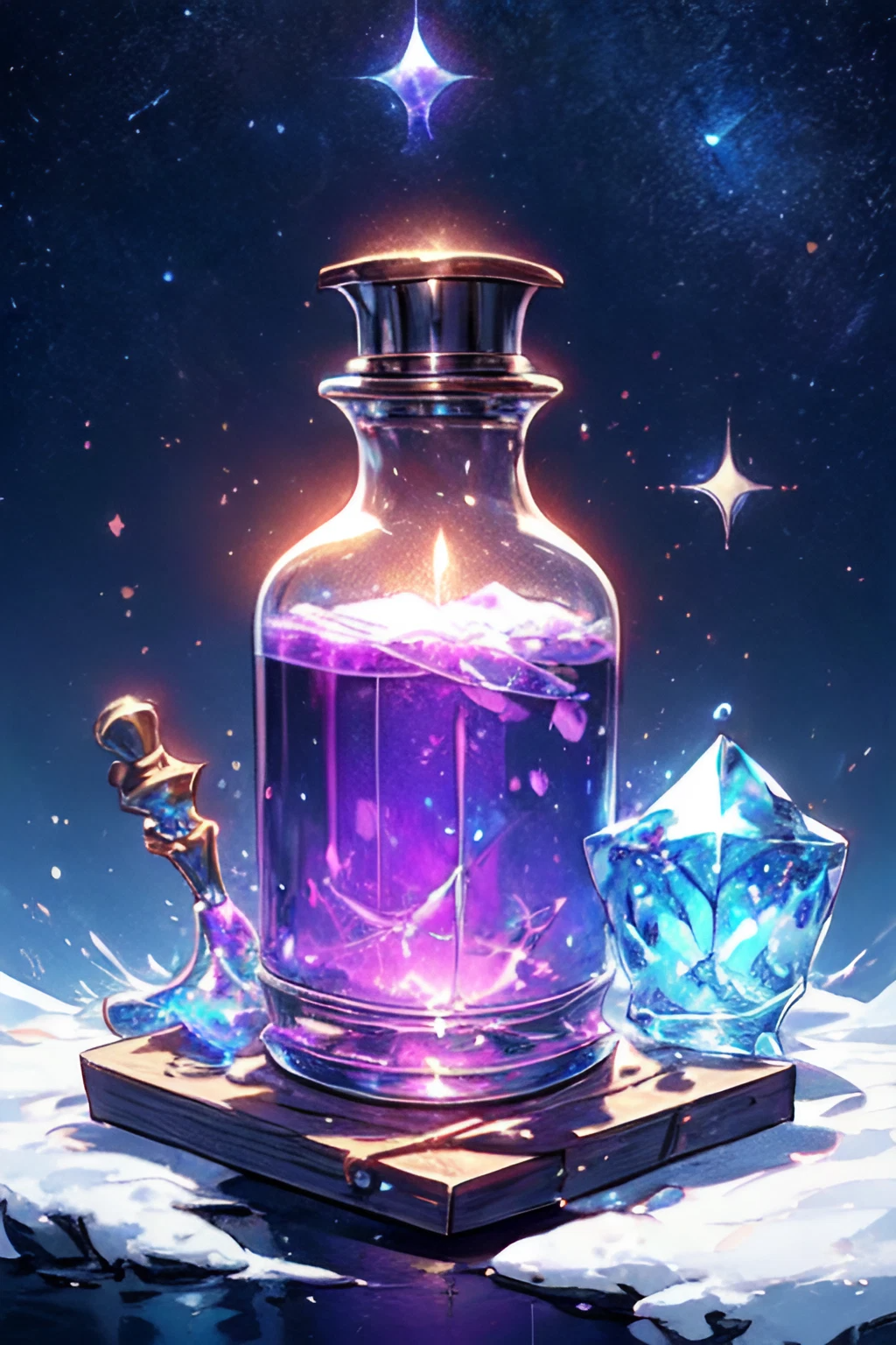 美しく幻想的な魔法のボトル&ファンタジー魔法の世界の無料アニメなフリーイラスト素材