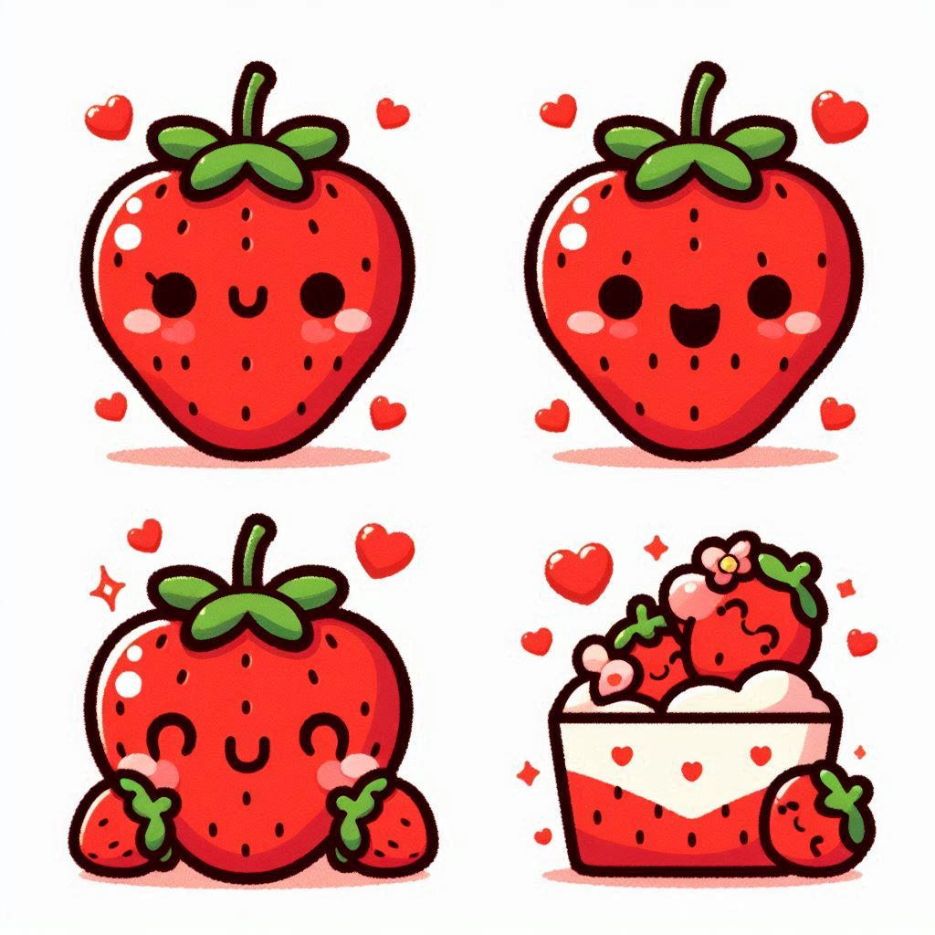 かわいいイチゴのおしゃれなSNS用イラストアイコン素材