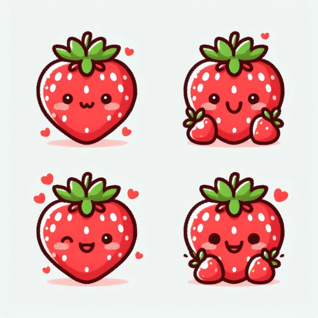 かわいいイチゴのおしゃれなイラストのアイコン素材