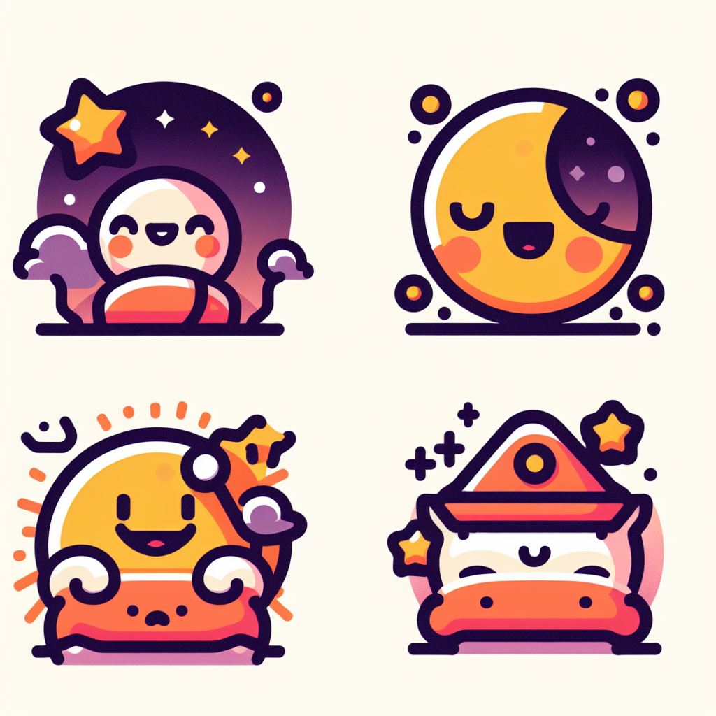 ポップな夜空と月の癒しのSNS向けアイコン