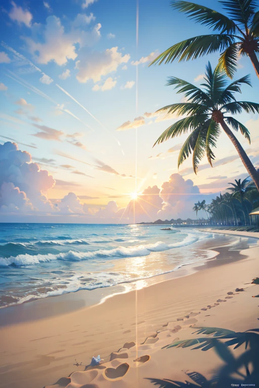 美しい浜辺と穏やかで幻想的な夏の海のリアル画像素材02