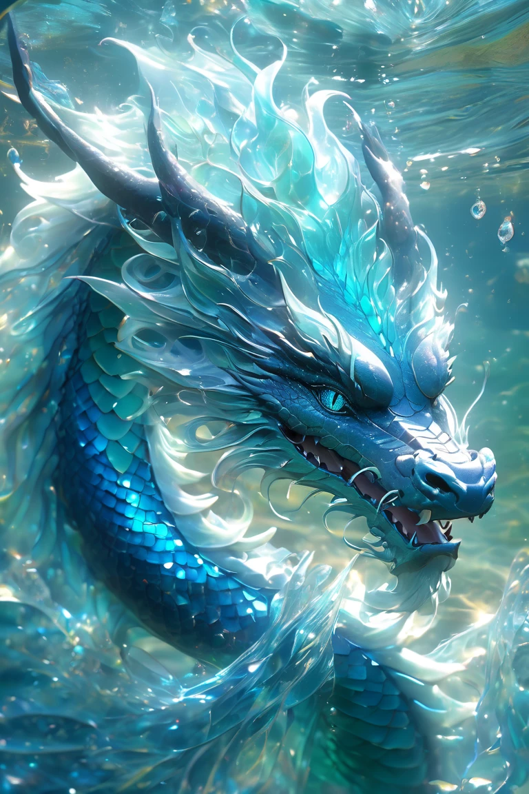 無料イラスト＆背景画像素材！かっこいい水晶龍＆海中の輝く美しいクリスタルドラゴンのスマホ壁紙
