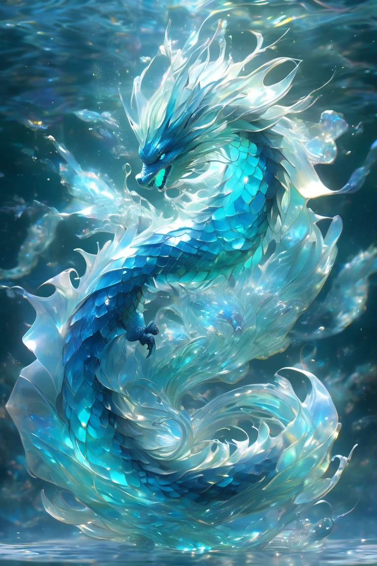 無料イラスト＆背景画像素材！かっこいい水晶龍＆海中の輝く美しいクリスタルドラゴンのスマホ壁紙
