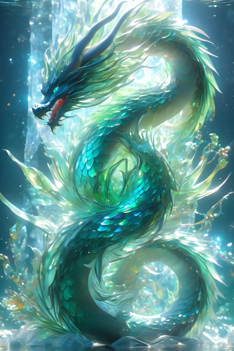 無料イラスト＆背景画像素材！かっこいい水晶龍＆海中の輝く美しいクリスタルドラゴンのスマホ壁紙