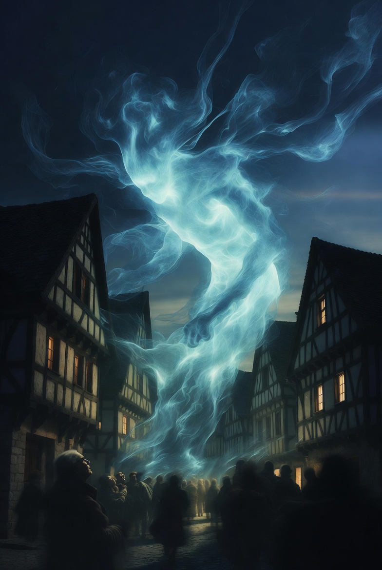 中世のファンタジーな超巨大生物と夜空の癒しな神秘的無料風景画像壁紙_01