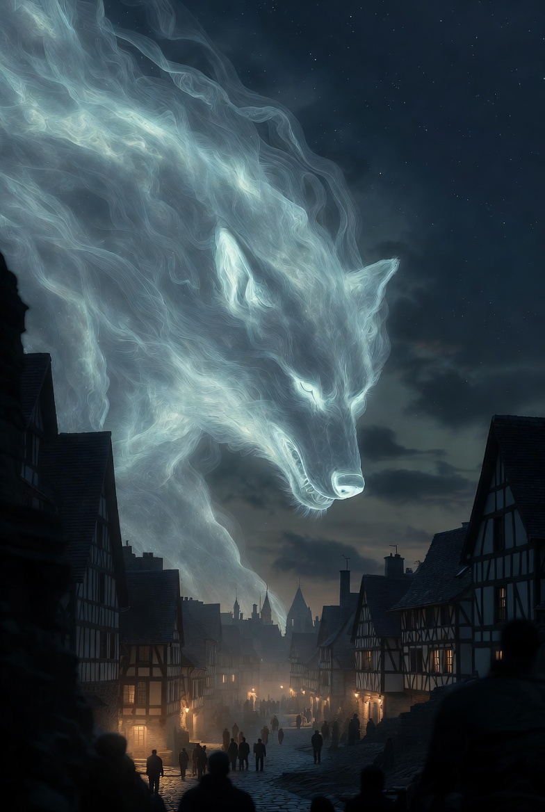 中世のファンタジーな超巨大生物と夜空の癒しな神秘的無料風景画像壁紙_02