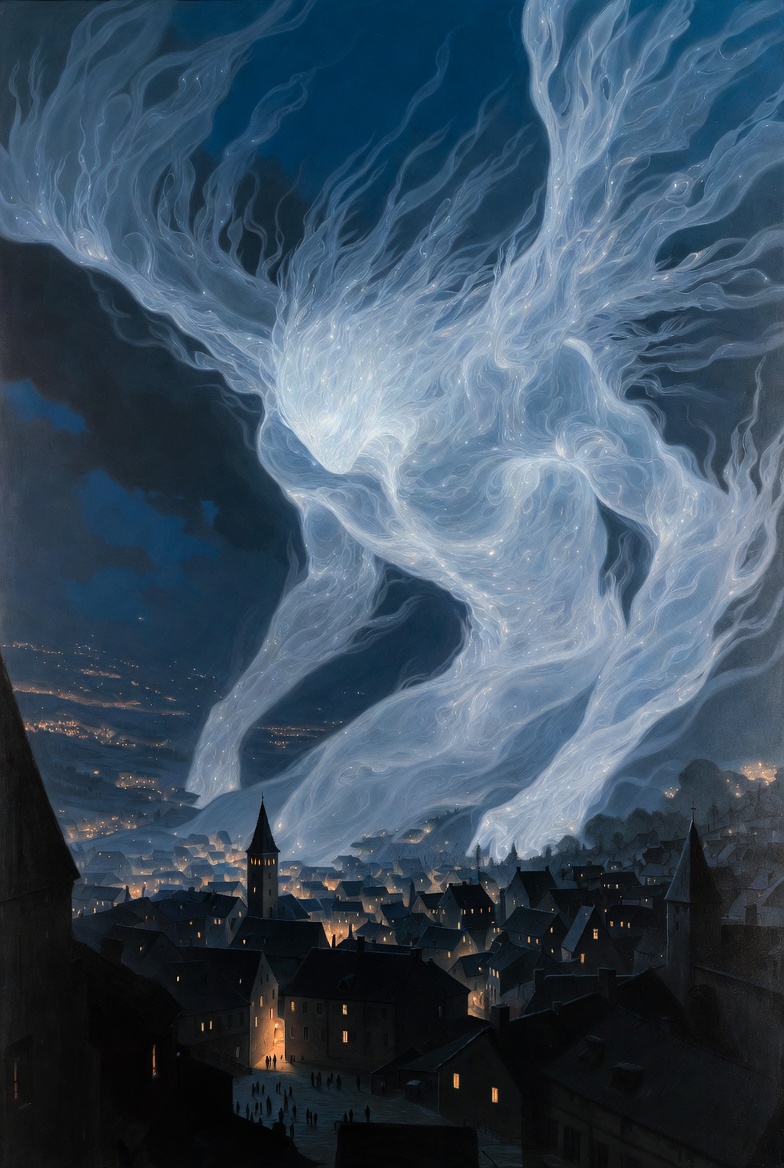 中世のファンタジーな超巨大生物と夜空の癒しな神秘的無料風景画像壁紙_03