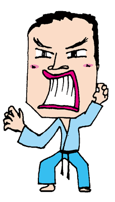 気合の男性の柔道家の無料イラスト画像素材