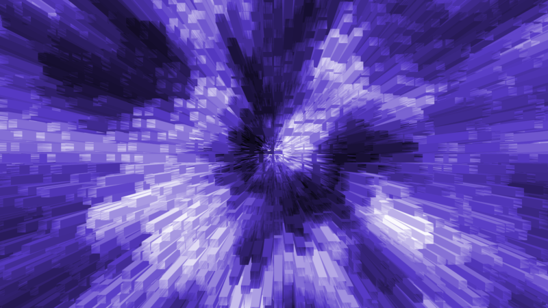 3Dブロックのワープ風背景素材_SNSのタイトル無料画像紫