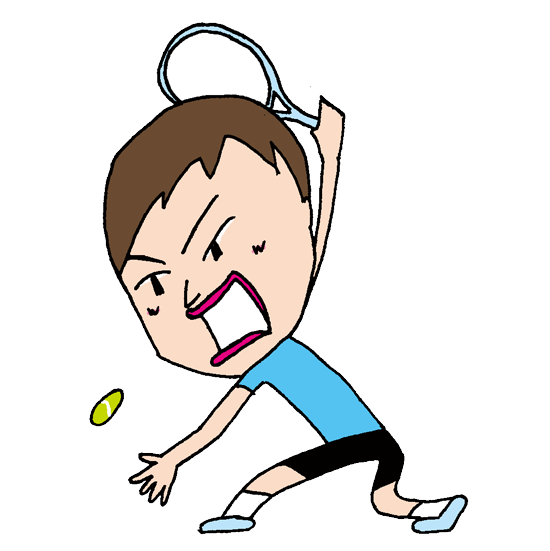 【無料イラスト素材】テニス選手のテニスボールを打ち返す瞬間